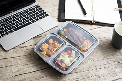 Chefoh 14-Pack 3 Compartment Meal Prep Containers with Lids - 32 oz