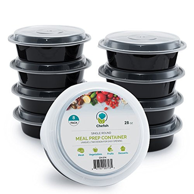 Chefoh 10-Pack 1 Compartment Meal Prep Containers with Lids - 28 oz